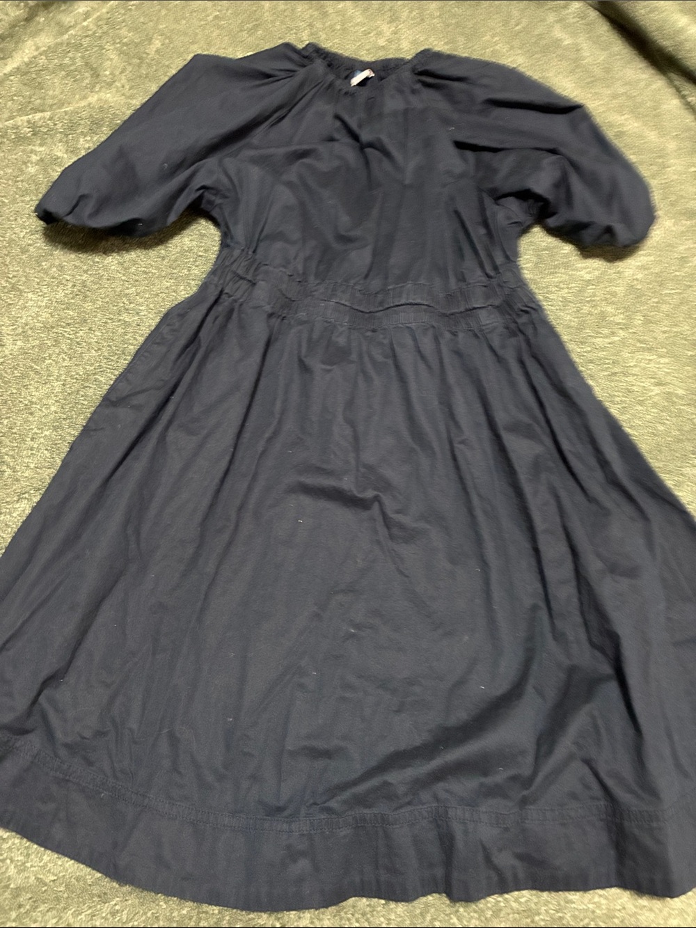Kids Old Navy Navy Puff-Sleeve Midi Dress with Gathered Waist